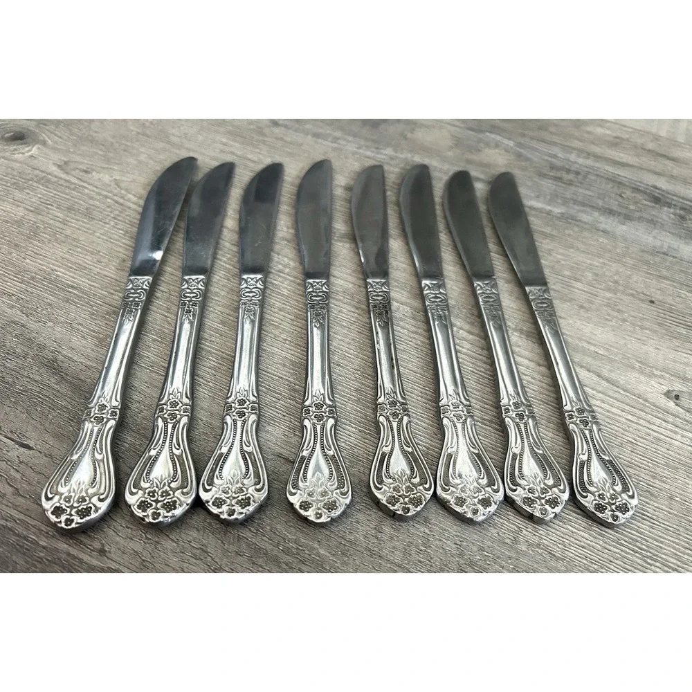 Stanley Roberts Rogers Knives Stainless Valentine Set Of 8 Pierced‎ 8.5